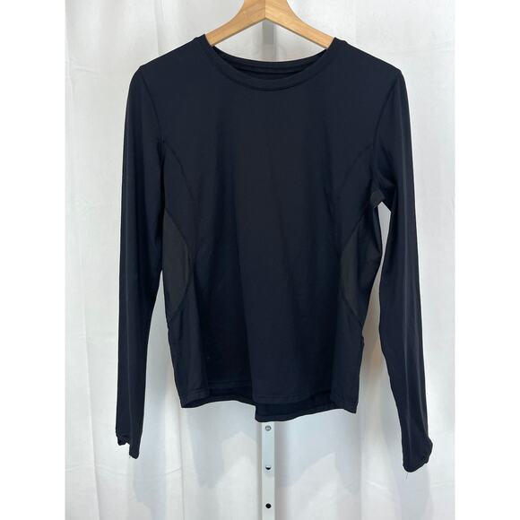 LUCY Activewear TECH Long Sleeve Crew Neck Tee Top Stretch Black USA Size L - Picture 1 of 9